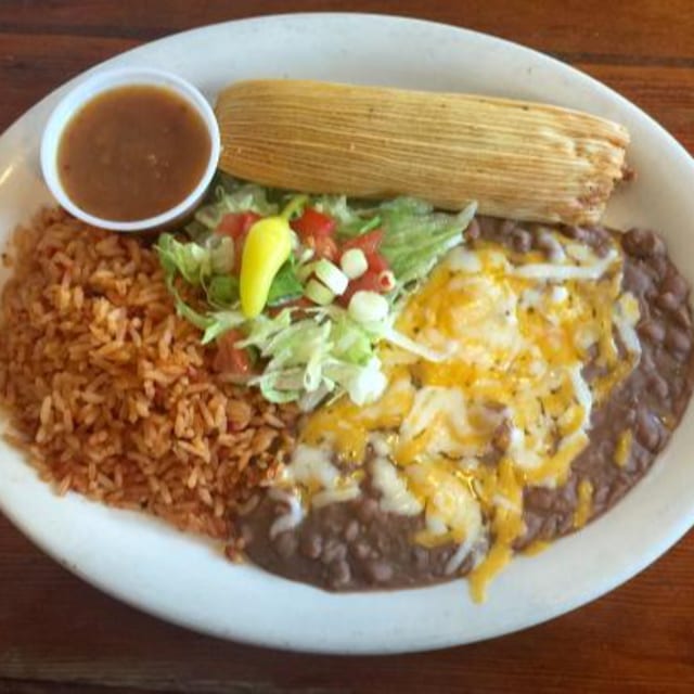6. One Tamale, Rice & Beans..